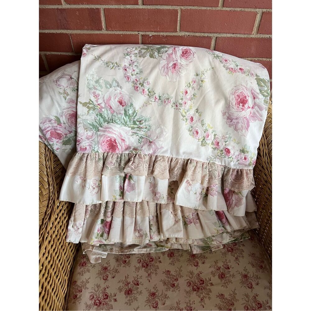 Vintage Dusty Rose Queen Sheet Set Cottage Core Shabby Chic